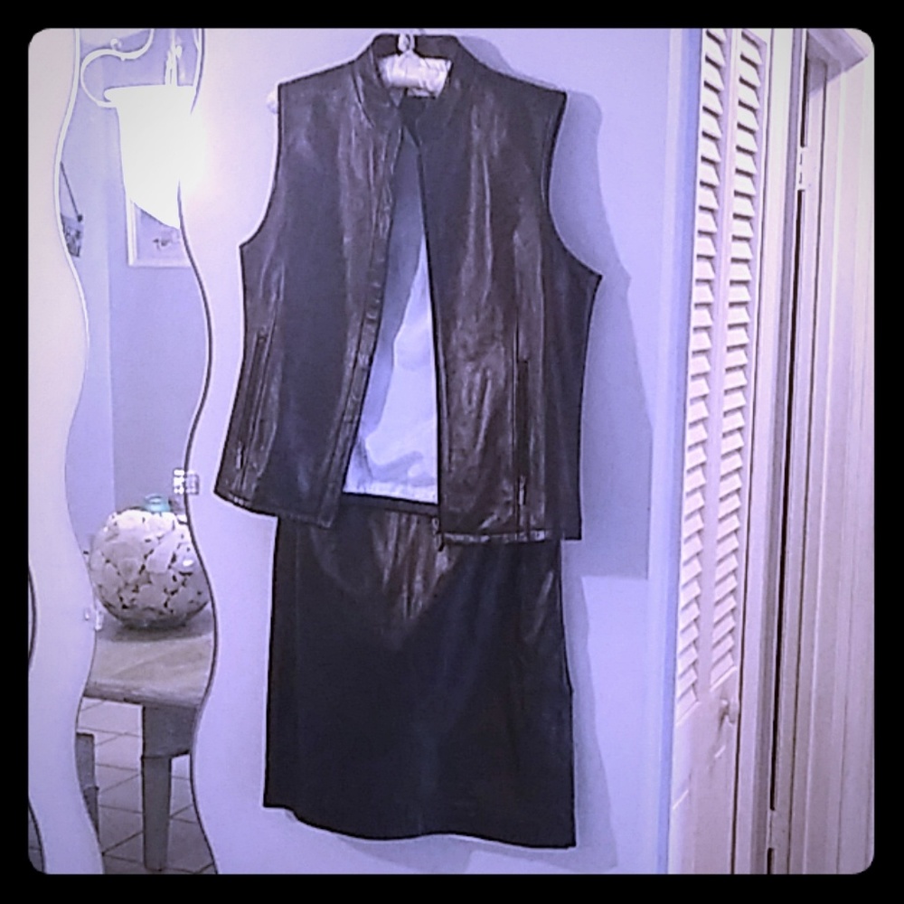 Vintage Tommy Leather Skirt & Vest Set